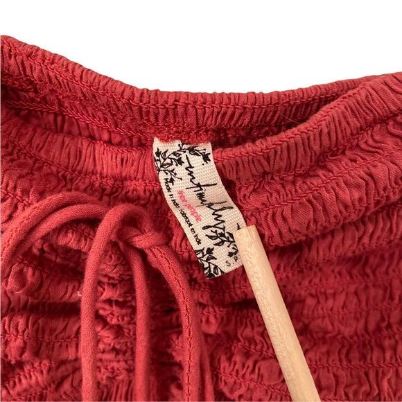 Free People Intimately Shirred Smocked Mini Halter Dress in Rust Orange Size S - Picture 12 of 13